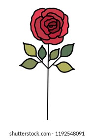 beautiful flower with leafs isolated icon