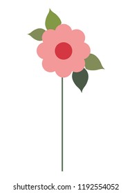 beautiful flower with leafs isolated icon