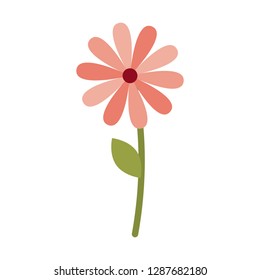 beautiful flower with leafs isolated icon