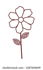 beautiful flower with leafs isolated icon