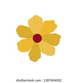 beautiful flower with leafs isolated icon