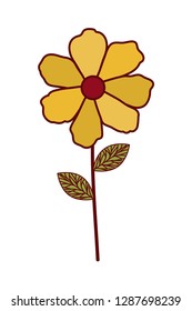 beautiful flower with leafs isolated icon