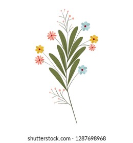 beautiful flower with leafs isolated icon
