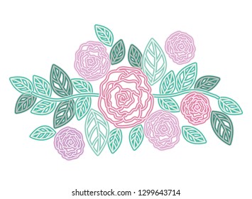 beautiful flower with leafs isolated icon