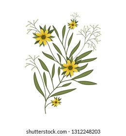 beautiful flower with leafs isolated icon