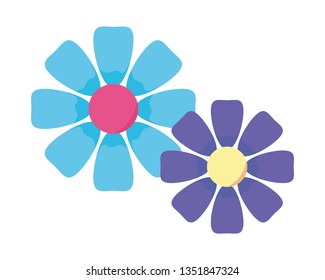 beautiful flower with leafs isolated icon
