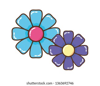 beautiful flower with leafs isolated icon