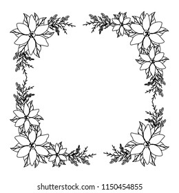 beautiful flower and leafs square frame