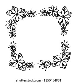 beautiful flower and leafs square frame