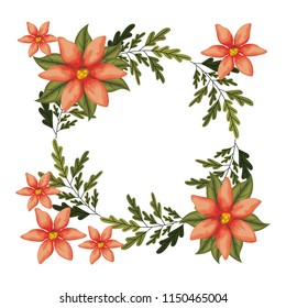 beautiful flower and leafs square frame