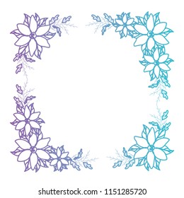 beautiful flower and leafs square frame