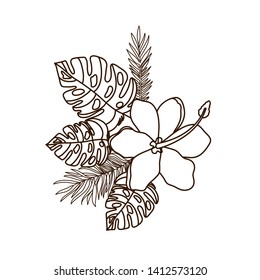 beautiful flower with leafs in white background