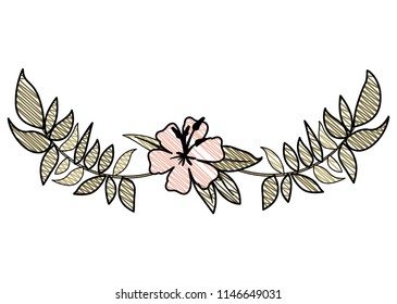 beautiful flower and leafs wreath