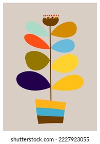 Beautiful flower and leaves botanical icon hand drawn vector illustration.