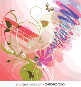 beautiful flower and leaves design