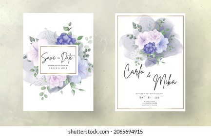 beautiful flower and leaves wedding invitation