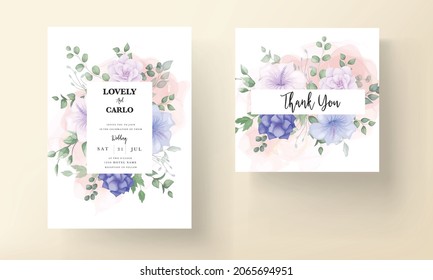 beautiful flower and leaves wedding invitation