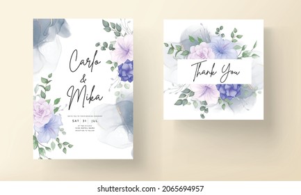 beautiful flower and leaves wedding invitation