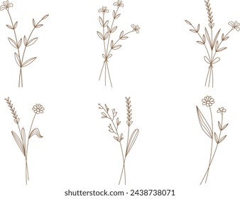 Beautiful Flower Line Art Vector for Decorations