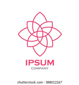 Beautiful flower line decoration vector logo