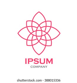 Beautiful flower line decoration vector logo