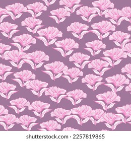 Beautiful flower line seamless pattern ornament. Floral vintage outline endless background. Retro style. Design for fabric, textile print, wrapping, cover. Vector illustration