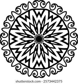 Beautiful Flower Mandala Art Circular Pattern in the Form of a Mandala Decorative Ornament in Ethnic Oriental Style.