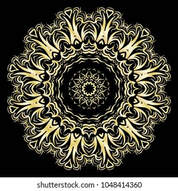 beautiful flower mandala. decorative vector. gold, black color. vector illustration