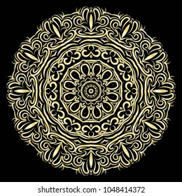beautiful flower mandala. decorative vector. gold, black color. vector illustration
