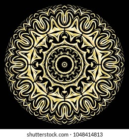 beautiful flower mandala. decorative vector. gold, black color. vector illustration