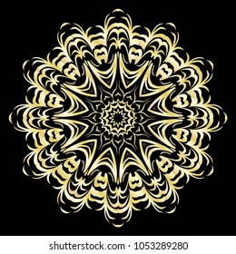 beautiful flower mandala. decorative vector. gold, black color. vector illustration
