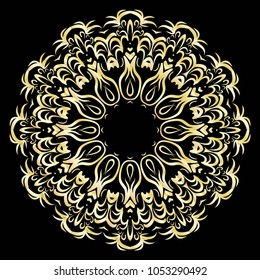 beautiful flower mandala. decorative vector. gold, black color. vector illustration