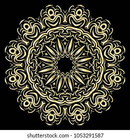 beautiful flower mandala. decorative vector. gold, black color. vector illustration