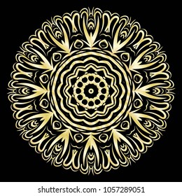 beautiful flower mandala. decorative vector. gold, black color. vector illustration