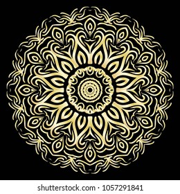 beautiful flower mandala. decorative vector. gold, black color. vector illustration
