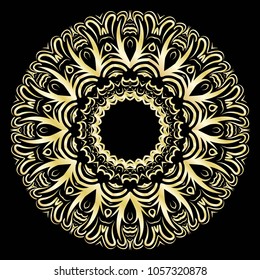 beautiful flower mandala. decorative vector. gold, black color. vector illustration