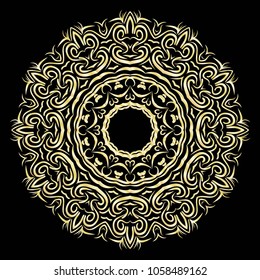 beautiful flower mandala. decorative vector. gold, black color. vector illustration
