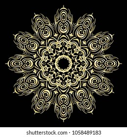 beautiful flower mandala. decorative vector. gold, black color. vector illustration