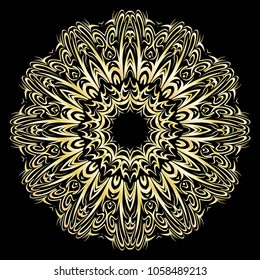 beautiful flower mandala. decorative vector. gold, black color. vector illustration