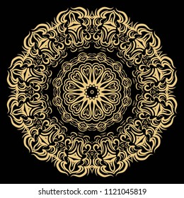 beautiful flower mandala. decorative vector. gold, black color. Super magic vector illustration