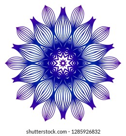 Beautiful Flower Mandalas. Decorative elements. Oriental pattern vector illustration. Islam, Arabic, Indian, pakistan, chinese motifs. Idea for your design, print, fashion. Blue, purple color.
