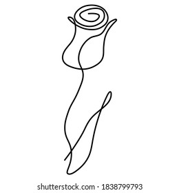 Beautiful flower in minimal line style. Modern fashion linear poppy for logo, emblem template. Vector illustration.