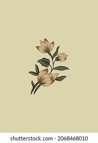 Beautiful flower motif isolated on a beige background