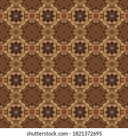 The beautiful flower motif on Bantul batik with of simple dark brown color design.