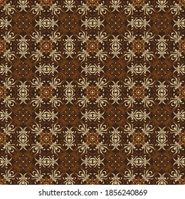 Beautiful flower motifs design on Central Java batik with combination golden and brown color concept.