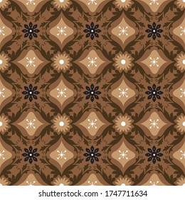 Beautiful flower motifs on Central Java batik with simple mocca brown color design