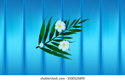 Beautiful flower on blue wall illustration 