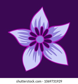 Beautiful flower on color background in flat style