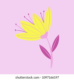 Beautiful flower on color background in flat style