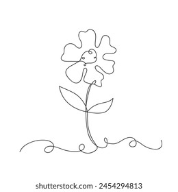 Hermosa flor de una línea de estilo de dibujo continuo Ilustración vectorial aislada sobre fondo blanco.